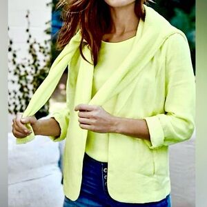 J.Jill Love Linen Blazer Coat Bright Yellow Small